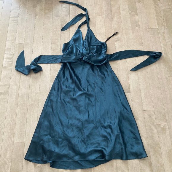 Rabbit Rabbit Rabbit Designs emerald green forest green empire halter midi dress - Picture 1 of 4